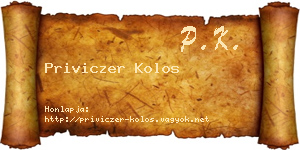 Priviczer Kolos névjegykártya